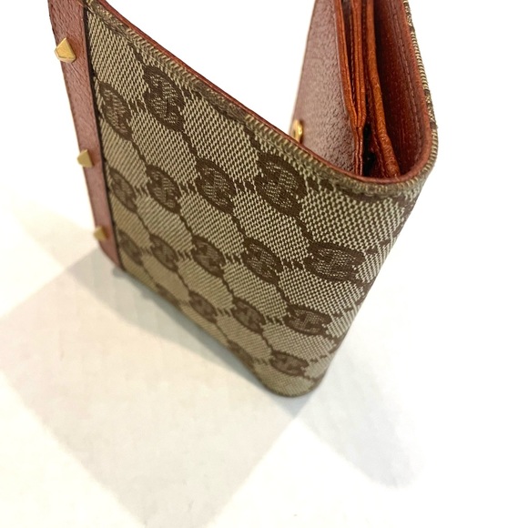 GUCCI Wallet Studded Canvas GG monogram leather trim MADE IN ITALY - Picture 8 of 15